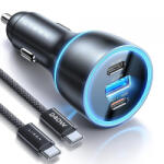 Lisen Incarcator Auto Cu Cablu USB-C Lisen, 170W, 5A, 1 x USB-A - 2 x USB-C, Negru YL0224010001 - koubsolutions