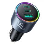 JOYROOM Incarcator Auto Cu Cablu USB-C Joyroom JR-CCN07, 145W, 5A, 1 x USB-A - 2 x USB-C, Gri