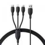 Baseus Cablu Incarcare USB-A - Lightning / microUSB / USB-C Baseus Ultra Fast 3in1, 18W, 1.3m, Negru P10376303121-00