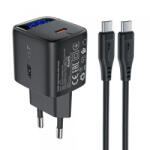 ACEFAST Incarcator Retea Cu Cablu USB-C Acefast A113 Display, 20W, 3A, 1 x USB-C, Negru