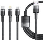 XO Design Cablu Incarcare USB-A - Lightning / microUSB / USB-C XO Design NB-Q191 3in1, 66W, 1.2m, Negru