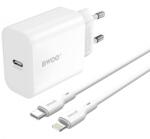 BWOO Incarcator Retea Cu Cablu Lightning BWOO CDA233, 20W, 3A, 1 x USB-C, Alb - koubsolutions