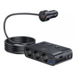 3mk Protection Incarcator Auto 3MK Power Splitter, 120W, 3A, 3 x USB-A - 1 x USB-C - 3 x Extensie Bricheta, Negru