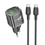 BOROFONE Incarcator Retea Cu Cablu USB-C Borofone BN17 Sunlight, 20W, 3A, 1 x USB-A - 1 x USB-C, Negru - koubsolutions