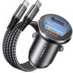 Lisen Incarcator Auto Cu Cablu USB-C Lisen, 51W, 3A, 1 x USB-A - 1 x USB-C, Negru Bleumarin YL0223080047