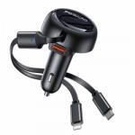 YESIDO Incarcator Auto Cu Cablu USB-C / Lightning Yesido Y61, 53W, 3A, 1 x USB-A, Negru - koubsolutions
