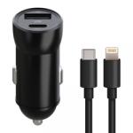 Maxlife Incarcator Auto Cu Cablu Lightning MaXlife MXCC-04, 20W, 3A, 1 x USB-A - 1 x USB-C, Negru