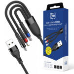 3mk Protection Cablu Incarcare USB-A - Lightning / microUSB / USB-C 3MK Hyper N, 18W, 1.2m, Negru