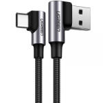 UGREEN Cablu Date si Incarcare USB-A - USB-C UGREEN US176 Angled, 18W, 2m, Negru