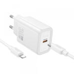 hoco. Incarcator Retea Cu Cablu Lightning HOCO N62, 30W, 3A, 1 x USB-C, Alb