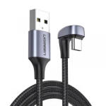 UGREEN Cablu Date si Incarcare USB-A - USB-C UGREEN US311 Angled, 18W, 1m, Gri