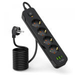 Tech-Protect Prelungitor Tech-Protect PCL4X3, 4 x Schuko, Negru