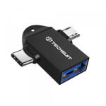Techsuit Adaptor OTG microUSB / USB-C - USB-A Techsuit A16 TwoVoltX, Negru - koubsolutions