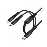 hoco. Cablu Incarcare USB-C - Lightning / USB-C HOCO X123, 10W, 1m, Negru - koubsolutions