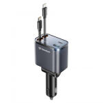 Techsuit Incarcator Auto Cu Cablu USB-C / Lightning Techsuit C1 NanoVoltX, 69W, 3A, 1 x USB-A - 1 x USB-C, Gri