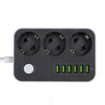 ColorWay Prelungitor ColorWay, 3 x Schuko - 6 x USB-A, Negru
