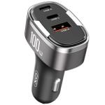 XO Design Incarcator Auto XO Design CC61, 100W, 3A, 1 x Lightning - 1 x USB-A - 1 x USB-C, Gri