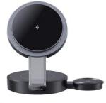 USAMS asztali töltő 3in1 (15W, wireless, gyorstöltő, Airpods, Apple Watch töltő) FEKETE (166586)