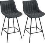 HOMCOM Set de 2 scaune înalte, scaune rotative 68 cm cu spătar pentru insula de bucătărie, sufragerie, Negru | Aosom Romania (83A-408V01BK)