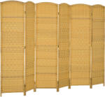HomCom Separator de cameră, paravan pliabil 6 piese, model împletit, lemn de pin, lemn natural | Aosom Romania (830-816V02ND)