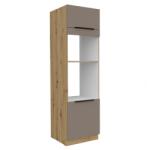 TEMPO KONDELA Dulăpior înalt pentru cuptor şi cuptor cu microunde, sandgrau/stejar artisan, FRISBO 60 DPM-210 2F
