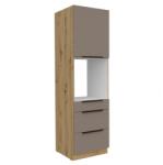 TEMPO KONDELA Dulăpior înalt pentru cuptor încorporabil, sandgrau/stejar artisan, FRISBO 60 DPS-210 3S1F