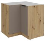 TEMPO KONDELA Dulăpior inferior de colţ, sandgrau/stejar artisan, FRISBO 90x90 DN 2F BB