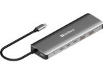 Sandberg USB-C 7-portos hub, 5xUSB-C, 2xUSB-A, 10Gbps, PD 100W, alumínium - 136-79 (136-79)