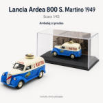 Eaglemoss Macheta Lancia Ardea 800 Furgoncino S. Martino 1949, albastru cu crem, cu vitrina plexiglas, scara 1: 43 (2922)