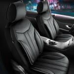 Panda Set Huse Scaune Auto Panda Miami, cu fermoare pentru bancheta rabatabila, negru gri, 11 piese