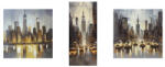 AdTrend Set 3 tablouri decorative olegrafie pe panza Town III 2 x 35 x 35 cm, 35 x 80 cm (119616B)