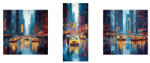 AdTrend Set 3 tablouri decorative olegrafie pe panza Town 2 x 35 x 35 cm, 35 x 80 cm (119616A)