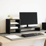 vidaXL Suport monitor cu organizator de birou, lemn prelucrat, stejar negru GartenMobel Dekor (868087)