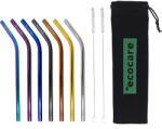 Ecocare Fém szívószál szett Mix Bent 8 mm 7 db