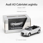 Wiking Macheta Audi A3 Cabriolet argintiu, cu vitrina plexiglas, scara 1: 87, Audi Collection Dealer Models (2903)