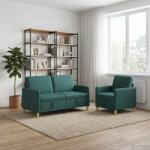 vidaXL Set de canapea cu spatiu de depozitare 2 pcs Verde închis GartenMobel Dekor (3429181) Canapea