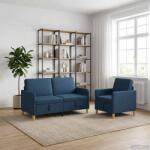 vidaXL Set de canapea cu spatiu de depozitare 2 pcs albastru Poliester GartenMobel Dekor (3429184) Canapea