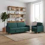 vidaXL Set de canapea cu spatiu de depozitare 2 pcs Verde închis GartenMobel Dekor (3429237) Canapea