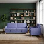 vidaXL Set de canapea cu spatiu de depozitare 2 pcs Albastru Jeans GartenMobel Dekor (3429245) Canapea