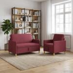 vidaXL Set de canapea cu spatiu de depozitare 2 pcs Rosu Vin Poliester GartenMobel Dekor (3429151) Canapea
