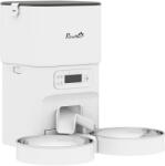 PawHut Hrănitor Automat Pisici 4L Dispenser Mâncare pentru Pisici/Câini 1-6 mese/zi 2 boluri 2 surse de alimentare | Aosom Romania (D08-101V90WT)