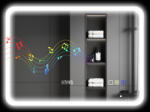 HomCom Oglindă de Baie cu Leduri 70x50 cm cu Bluetooth 3 Culori de Lumină Ceas Digital Funcție Anticeață Funcție de Memorie | Aosom Romania (834-851V02SR)