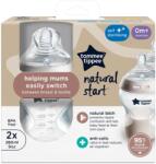 Tommee Tippee Natural Start ANTI-COLIC önsterilizáló, lassú átfolyású cumisüveg, 260 ml, 0 hó+, 2 db