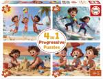 Educa Puzzle progresiv Educa 4 în 1 - Ziua la plajă (EDU20503) Puzzle