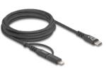 Delock Cablu de date Delock 81171, USB-C male - USB-C + Lightning male, 2m, Black (81171)