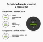 Green Cell GC PowerRide Nano38 38W 6A 1x USB-C 1x USB-A car charger