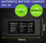 Qoltec 52665 Automatic charger for AGM GEL STD batteries | 24V charger | 2A | 48W | LED | 1.8m cable