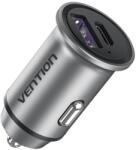 Vention Two-Port USB A+A(30+30) Car Charger Gray Mini Style Aluminium Alloy Type
