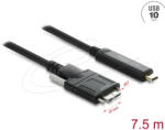 Delock Aktív optikai kábel USB 10 Gbps USB Type-C apa & gt; USB 10 Gbps Micro-B Típusú dugó csavarokkal ellátott 7, 5 m
