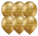  Szülinapi lufi 11" 28cm 6db Boldog születésnapot! Chrome Arany (LUFI241627)